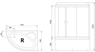 Душевой бокс Royal Bath ALP правый стекло прозрачное 140x95см RB140ALP-T-R